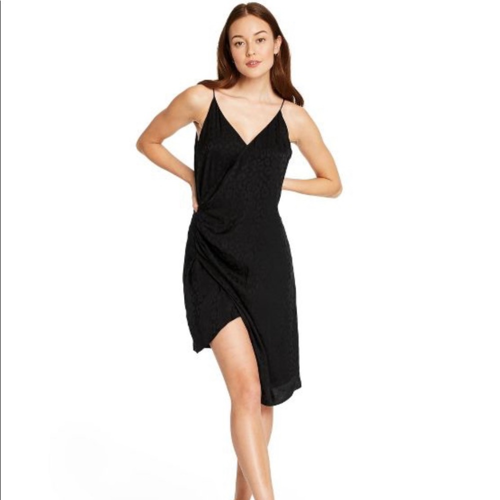 CUSHNIE Black Leopard Slip Dress